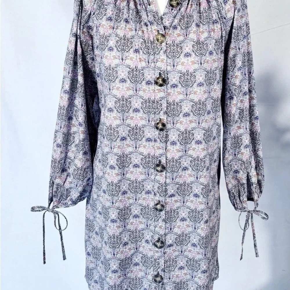 J.Crew Liberty Fabric Floral Button Front Tunic Size M - Picture 3 of 10
